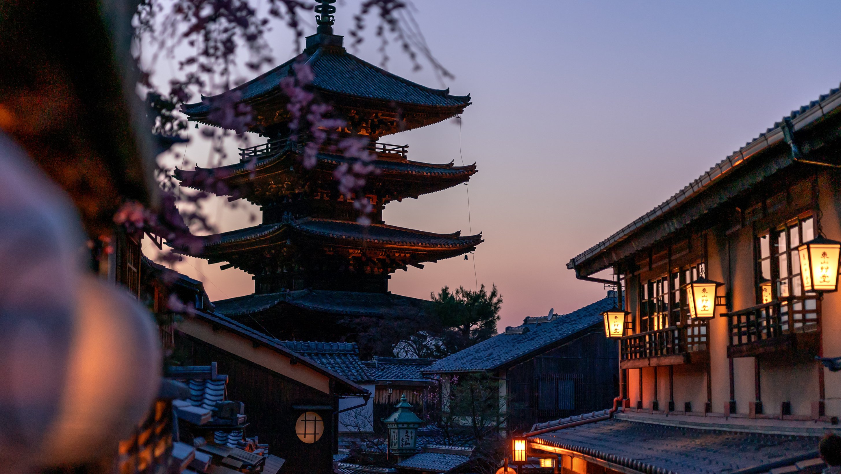 Five-Storied Pagoda at Twilight in Kyoto